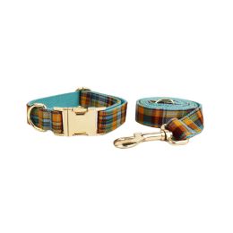 Green Plaid Plain Pet Collar