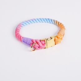 Woven Gradient Color Cotton String Dog Pet Traction Collar