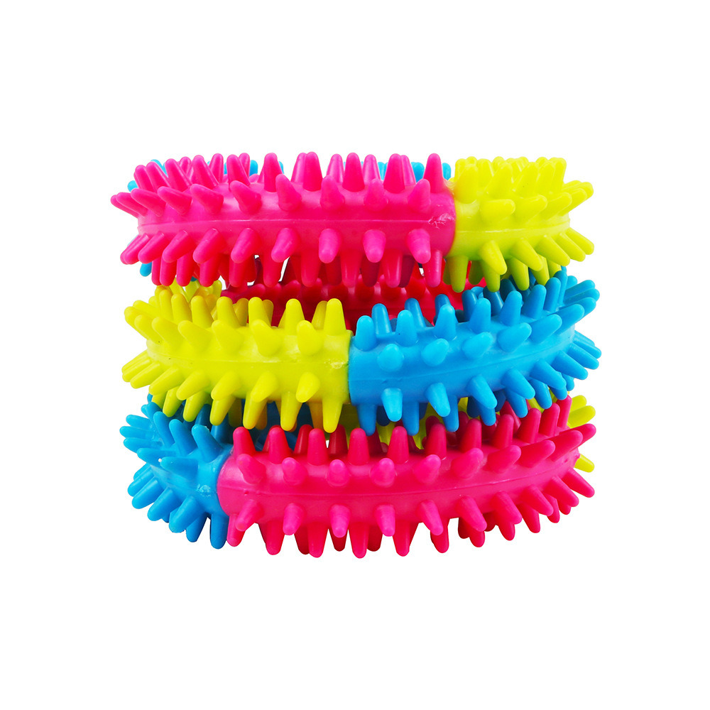 Pet Toys Tri-color Rubber Prickly Ring Dog Molars Bite-resistant Toys 