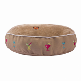 Halo Round Martinis Dog Bed (Color: Safari, size: M)