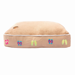 Halo Flip Flops Rectangular Dog Bed (Color: Safari, size: L)