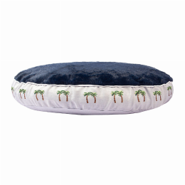 Halo Palm Trees Round Dog Bed (Color: Cashmere Blue, size: S)