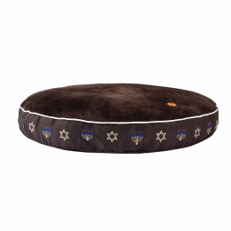 Halo Hanukkah Round Dog Bed (Color: Charcoal, size: L)