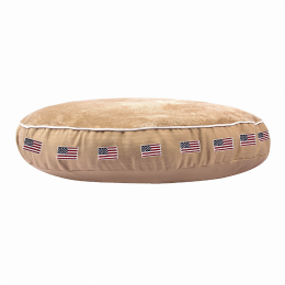 Halo American Flag Round Dog Bed (Color: Safari, size: M)