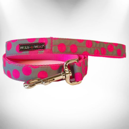 Polka Dot Dog - Neon Leads (Color: Pink Dot on Grey, size: REGULAR Lead 1" width- 5' length)