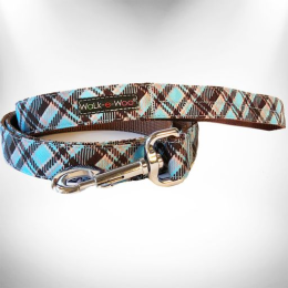 Plaid Dog Leads (Color: Steel Blue, size: REGULAR Lead 1" width- 5' length)