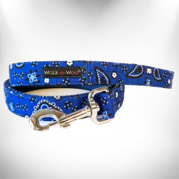 Bandana Dog Leads (Color: Blue, size: THIN Lead 5/8" width- 5' length)