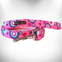 Martini Dog Leads (Color: Pink, size: THIN Lead 5/8" width- 5' length)