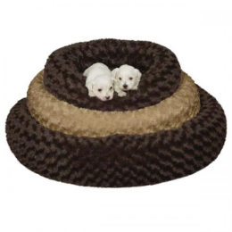 Slumber Pet Swirl Plush Donut Bed (Color: Brown, size: 32in)