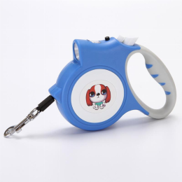 LED Lighted Retractable Nylon Dog Leash (Color: Blue)