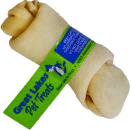 White Knotted Rawhide Bone (Pack of 10) (Color: White, size: 4-5")