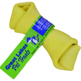 Flavored Knotted Rawhide Bone (Pack of 10) (Color: Chicken, size: 4-5")